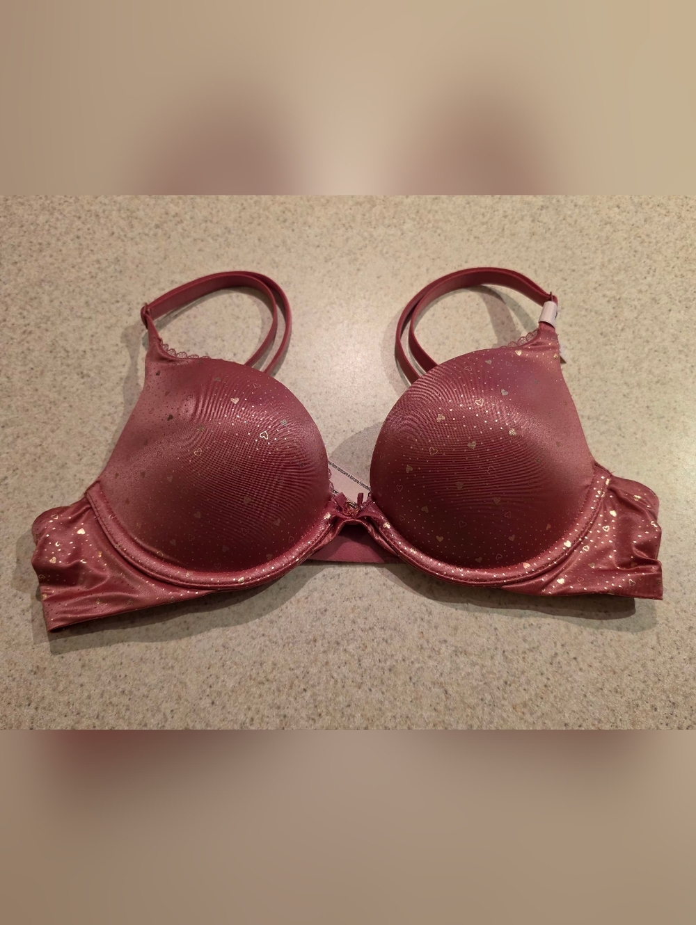 Victoria’s Secret Pink Heart Foil Push-Up Bra 32B NWT
